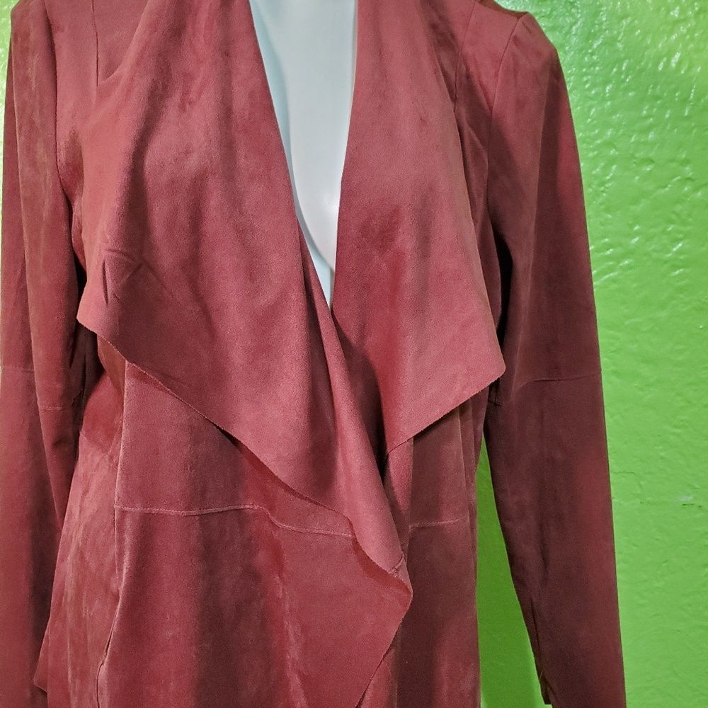 Dressbarn Suede Open Front Draped Jacket Size L - Picture 1 of 8